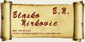 Blaško Mirković vizit kartica